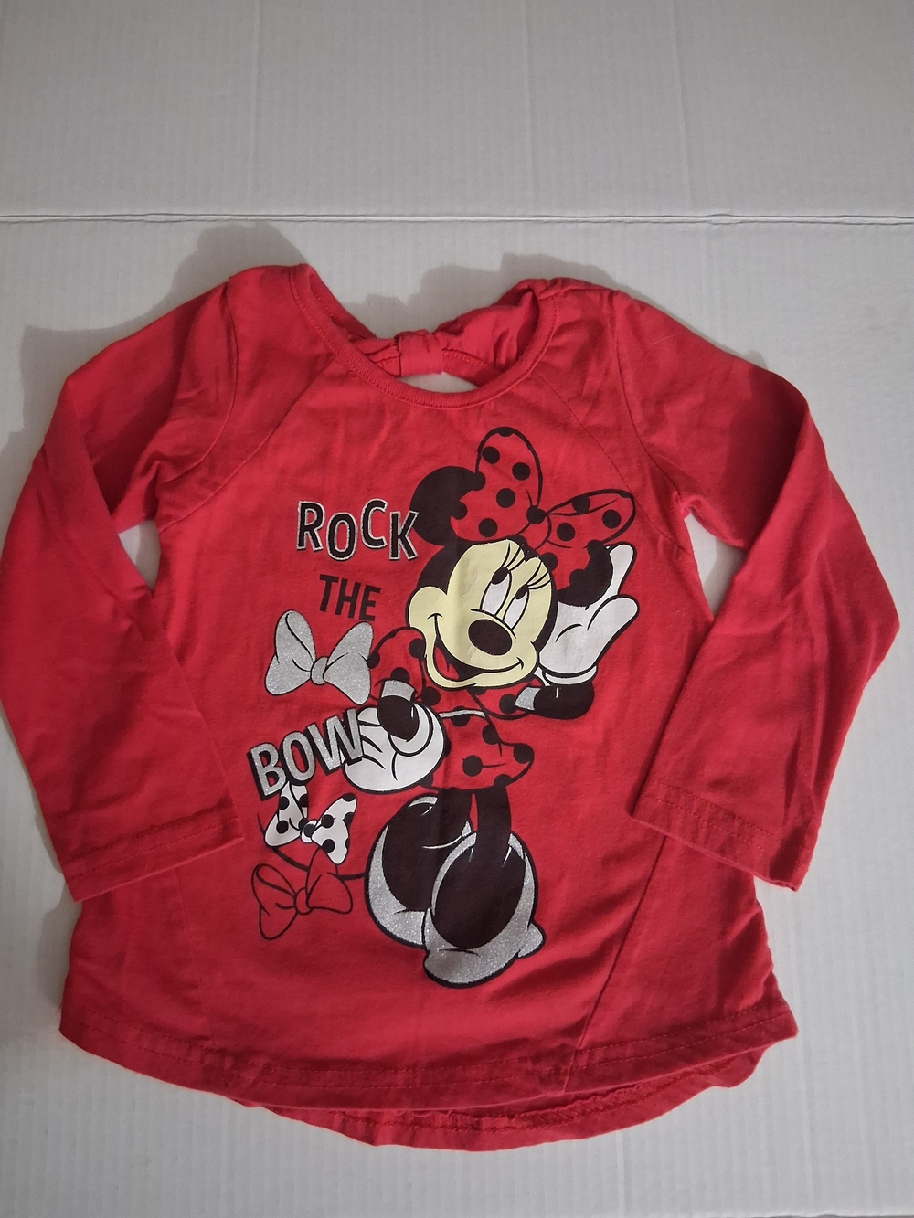 Disney Red 4T Minnie Mouse Long Sleeve Top with Sparkle Accents Rock The Bow